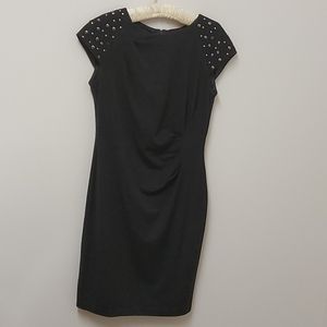 Grey knit dress with side shirring